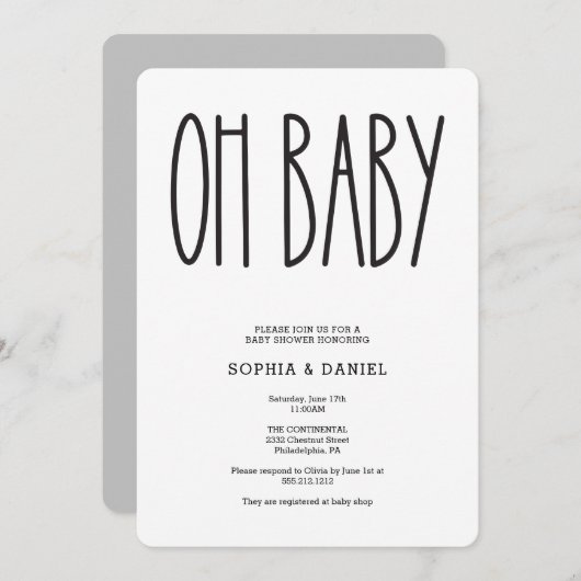 ファ素朴ームハウスオーベビーシャワー招待状  招待状 (正面/裏面)