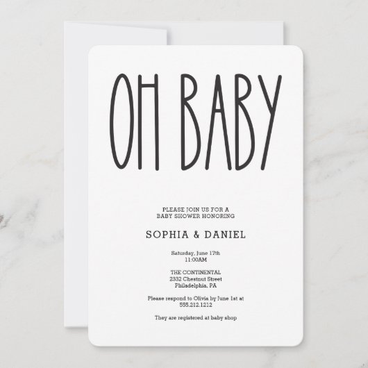 ファ素朴ームハウスオーベビーシャワー招待状  招待状 (正面)