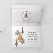 ファ素朴ームハウスクリスマスツリー3枚の写真が折り畳まれる シーズンカード (内部)