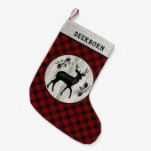 ファ素朴ームハウスディアレッドバッファロープレイドネーム スモールクリスマスストッキング (正面 (吊り時))