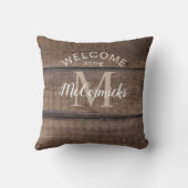 ファ素朴ームハウスブラウンファミリーネームモノグラム クッション (裏面)