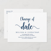 ファ素朴ーム、日付の変更、ネービーブルー、延期 ポストカード (正面/裏面)