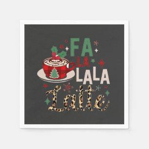 ファ・ラ・ラ・ラ・ラテ 楽しいクリスマス サンタ クリスマス スタンダードカクテルナプキン