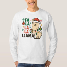 ファ・ラ・ラ・ラ・ラマ 楽しいクリスマスラマのメンズTシャツ Tシャツ