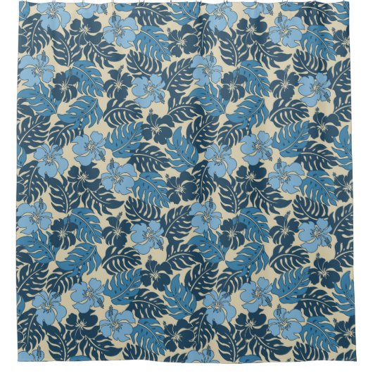 フアキニベイハワイアンハイビスカスヴィンテージフローラ シャワーカーテン (正面)