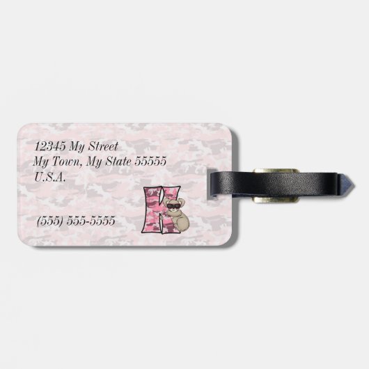 フアックスのカモフラージュに登場するピンクのコアラ ラゲッジタグ (裏面横)