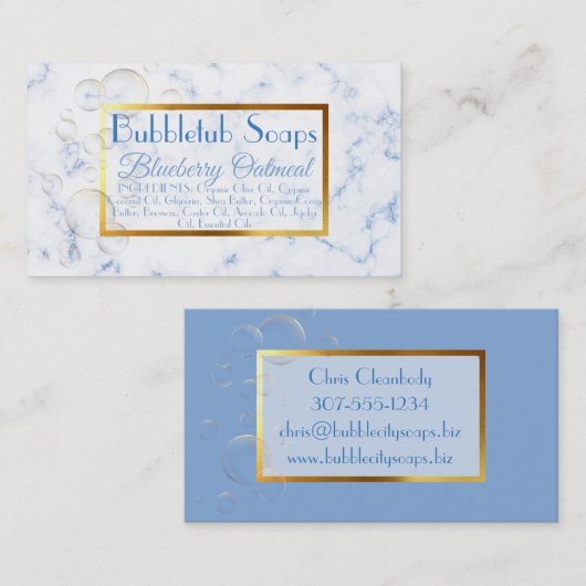 フアックス大理石の泡手作りの石けん浴青 名刺 (正面/裏面)