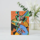 フアングリス-バイオリンとチェッカーボードの写真 シーズンポストカード (スタンド正面)