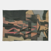 フアン・グリスによるハーレクイン、ヴィンテージ・キュビズム・アート キッチンタオル (横)