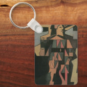 フアン・グリスによるハーレクイン、ヴィンテージ・キュビズム・アート キーホルダー (正面)