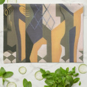 フアン・グリスの「テーブルに座るハルレキン」、ヴィンテージ・キュビズム キッチンタオル (折り畳み)