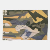 フアン・グリスの「テーブルに座るハルレキン」、ヴィンテージ・キュビズム キッチンタオル (横)