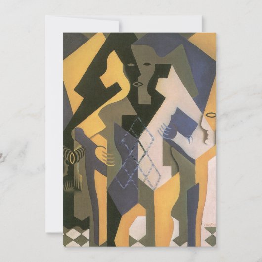 フアン・グリスの「テーブル上のハーレクイン」、ビンテージ・キュビズム 招待状 (正面)