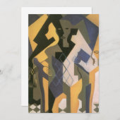 フアン・グリスの「テーブル上のハーレクイン」、ビンテージ・キュビズム 招待状 (正面/裏面)