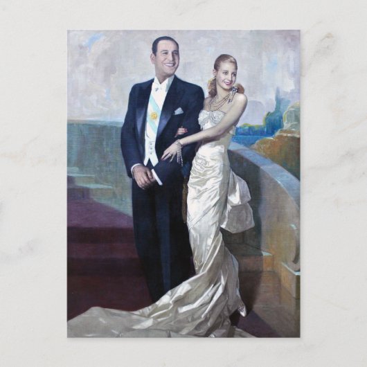 フアン・ドミンゴ・ペロンとエヴァ・ドゥアルテの肖像画 ポストカード (正面)