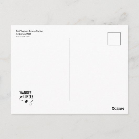 フィアットタリエロサービスステーション、アスマラ、エリトリア ポストカード (裏面)