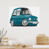 フィアット126カリカチュアターコイズ ポスター (キッチン)