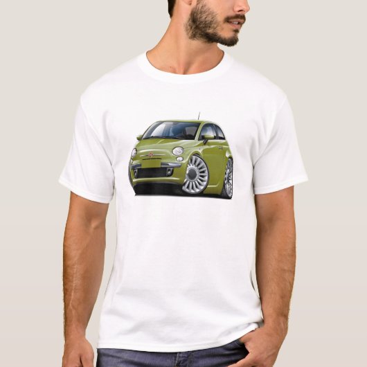 フィアット500のオリーブ車 Tシャツ (正面)