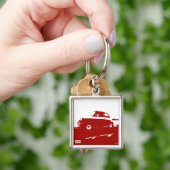 フィアット500のクラシックのkeychain -ライトの赤 キーホルダー (手)