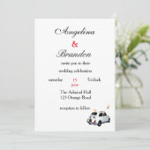 フィアット500のドライブカーを使った結婚式の招待状 招待状 (スタンド正面)