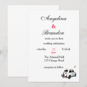 フィアット500のドライブカーを使った結婚式の招待状 招待状 (正面/裏面)