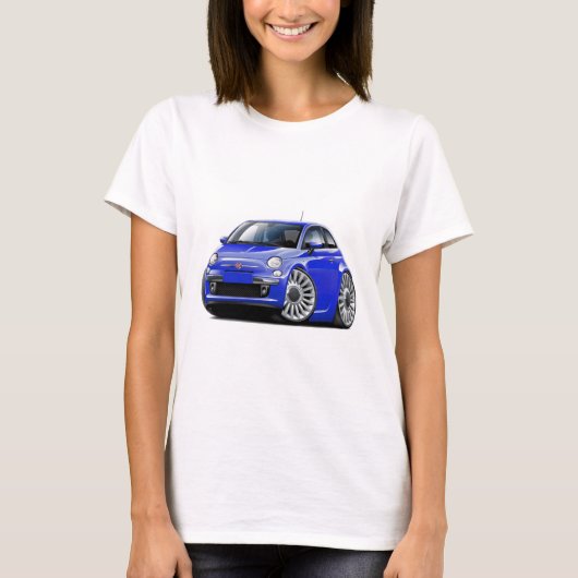 フィアット500の青車 Tシャツ (正面)