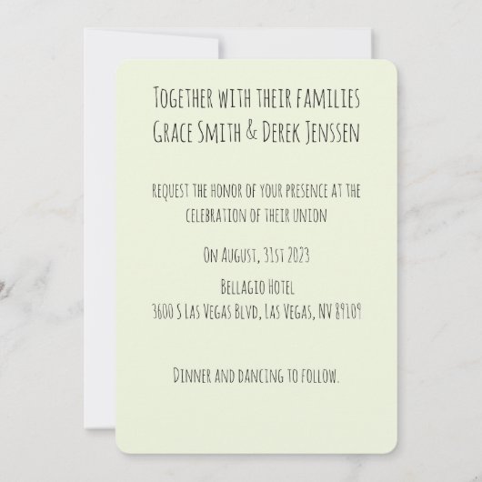 フィアット500カップルの車の結婚式招待状 招待状 (裏面)