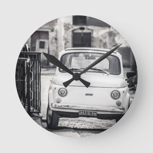 フィアット500、イタリアのCinquecento ラウンド壁時計 (正面)
