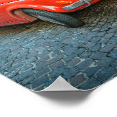 フィアット500、赤、イタリアクラシックのイタリアン車 ポスター (角)