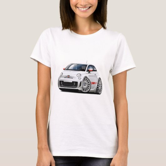 フィアット500 Abarthの白車 Tシャツ (正面)