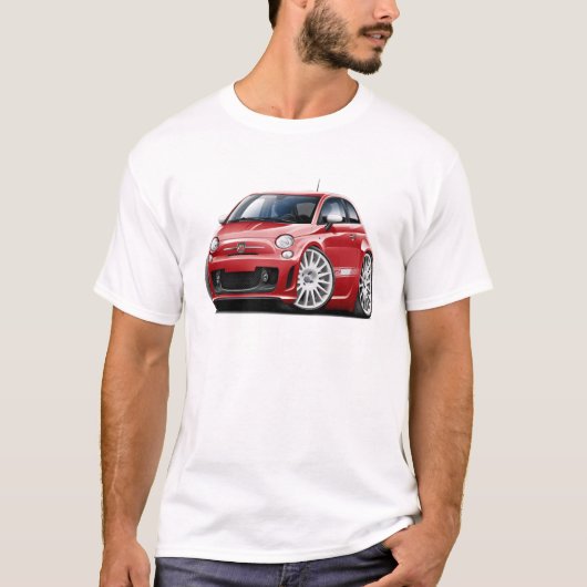 フィアット500 Abarthの赤車 Tシャツ (正面)