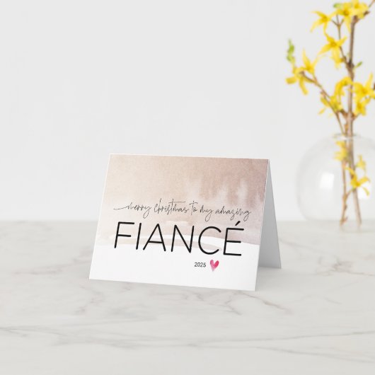 フィアンセのかわいい婚約したクリスマス カード (黄色い花)