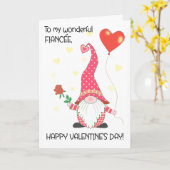 フィアンセバレンタインかわいい格言と赤いバラ カード (黄色い花)