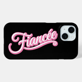 フィアンセピンク/白オンブラック iPhone 15ケース