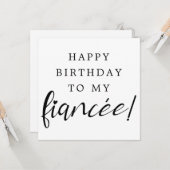 フィアンセロマンチックハートフォントモダンハッピーバースデー カード (正面/裏面インサイチュ)