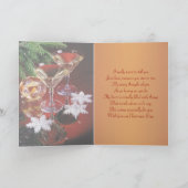 フィアンセ – ロマンチックなクリスマスカード。グラスのワイン シーズンカード (内部)