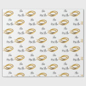 フィアンセ（名前）エレガント ウェディング ゴールド リングス ラッピングペーパー (フラット)