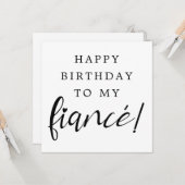 フィアンロマンチックハートフォントモダンハッピーバースデー カード (正面/裏面インサイチュ)