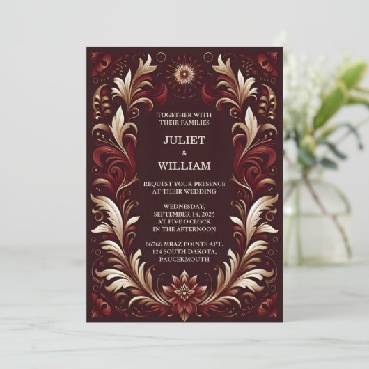 フィエしゃれているス素朴タフローラスペインのバラ結婚ズ 招待状 (スタンド正面)