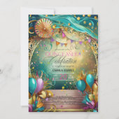 フィエスエレガントタキンセアニェララベンダー/ティール(緑がかった色)ID1029 招待状 (正面)