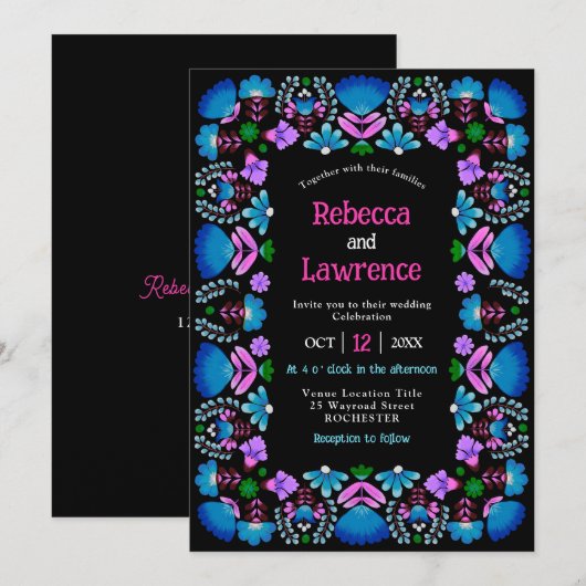 フィエスエレガントタブルー結婚式招待状 招待状 (正面/裏面)