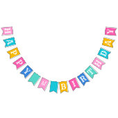 フィエスカラフルタハッピーファースト誕生日ガールパーティー バンティングフラッグ (全)