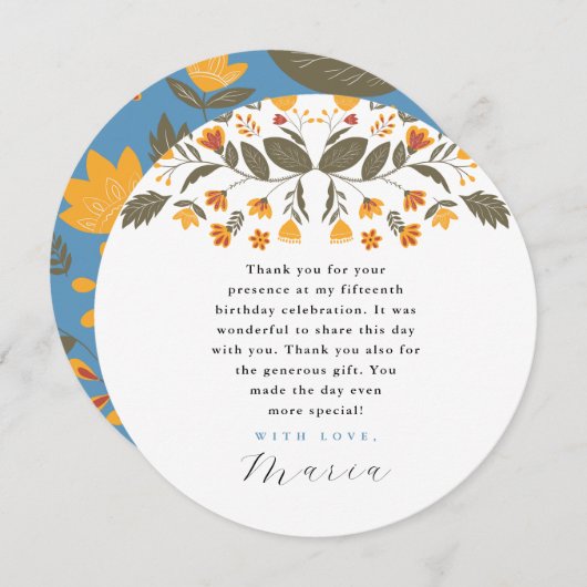 フィエスカラフルタボタニカル15th誕生日ありがとう 招待状 (正面/裏面)