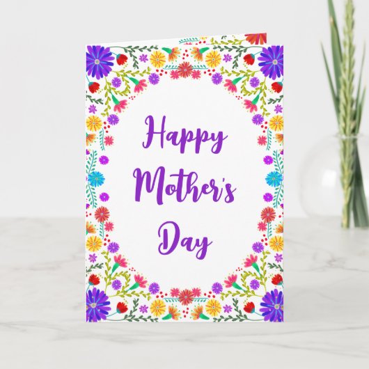 フィエスカラフルタメキシコフローラフレーム母の日 カード (正面)