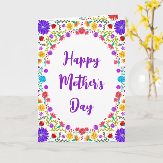 フィエスカラフルタメキシコフローラフレーム母の日 カード (黄色い花)