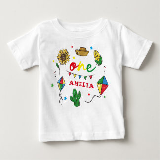 フィエスカラフルタ1歳の誕生日 ベビーTシャツ