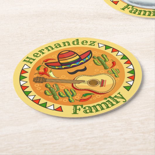 フィエススペインのタ·ネパーソナライズされたーム·おもしろい·シンコ·デ·マヨ ラウンドペーパーコースター (アングル)