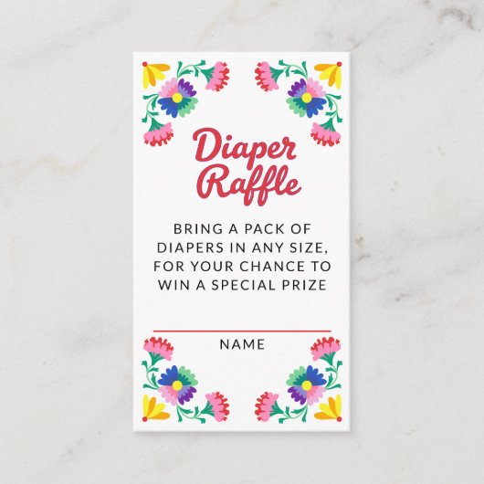 フィエスタおむつラッフルカード – フローラメキシコベビーSh エンクロージャーカード (正面)