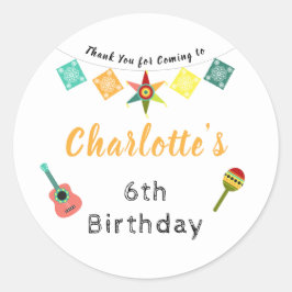 フィエスタおもしろいカラフル子供の誕生日パーティーサンキュー ラウンドシール