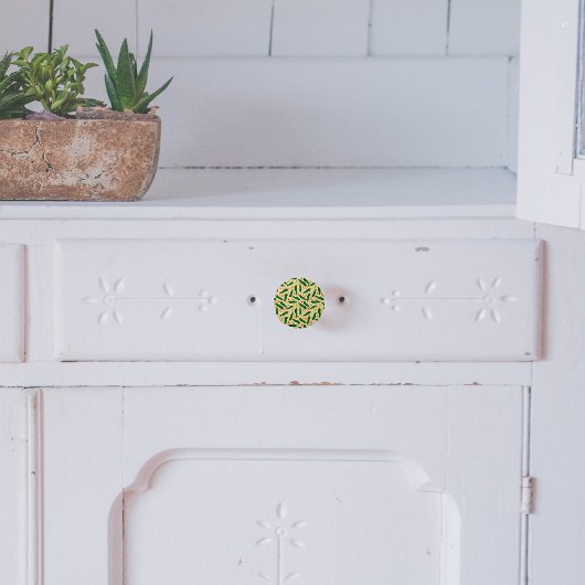 フィエスタおもしろいグリーンチリパターン セラミックノブ